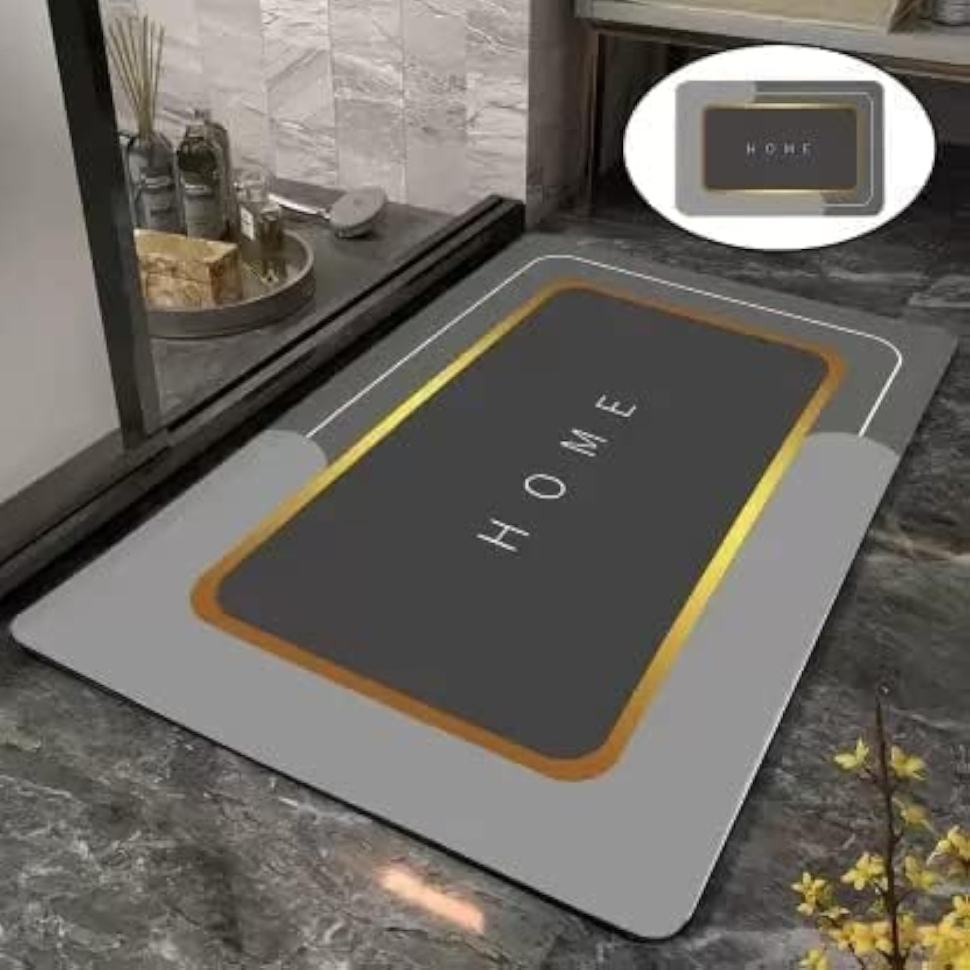 Rubber Anti-Slip Quick Drying Bathroom Mat, Multicolour